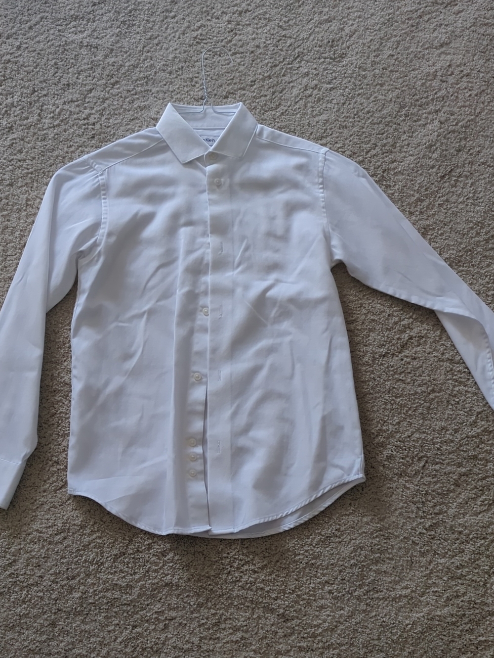 Calvin‎ Klein White Dress Shirt Boys Size 12- Spread Collar